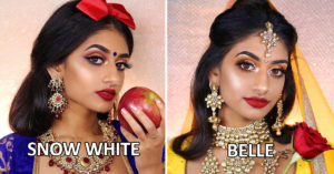 Makeup Artist Gives Disney Princesses An Indian Look With Traditional Attire