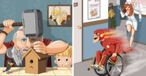 Best 16 Marvel And DC Characters' Daily Lives After Retirement, As Illustrated By This Artist