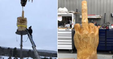 Man Erects A $4,000 Giant Middle Finger, Expresses His Feeling Towards Town Leaders