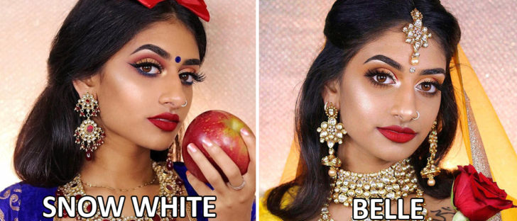 Makeup Artist Gives Disney Princesses An Indian Look With Traditional Attire